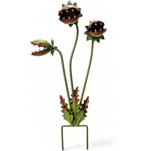 Whimsical Metal Venus Flytrap Carnivorous Plant Garden Stake
