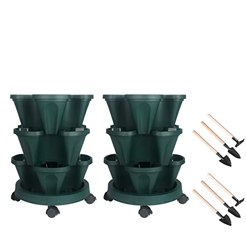 Vertical Planter Tower (Green / 3 Tier)