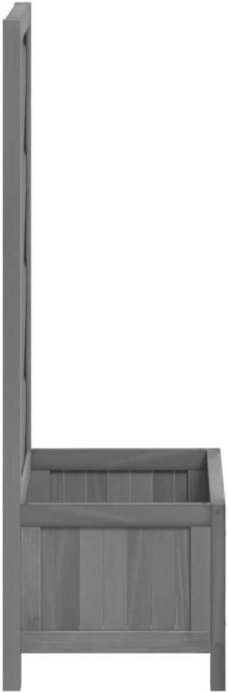 Wood Planter with Trellis, Outdoor Raised Garden Bed with Trellis, Wooden Planter Box for Climbing Plants, 15.7"x11.8"x35.4" Gray Solid Wood Fir