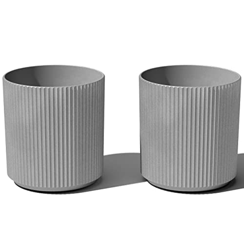 Round Demi Planter Pots for Indoor (Gray / 20 inch - 2 Pack)