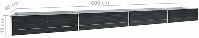 Raised Garden Beds Raised Box Box Ground BoxGarden Raised Bed Galvanized Steel 236.2"x31.5"x17.7" Anthracitefor Patio Balcony backyards