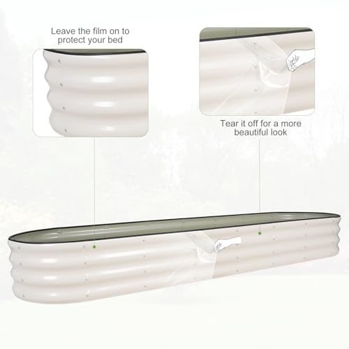 Galvanized Raised Garden Bed Outdoor (White / 8x2x1ft)