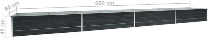 Garden Raised Bed Galvanized Steel 236.2"x31.5"x17.7" Anthracite,Raised Garden Bed,Outdoor Planters for Flower Herb Garden