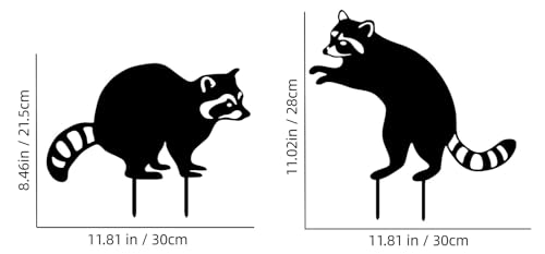 2 Pack Raccoon Metal Garden Stakes for Outdoor Decor (Two Raccoons)