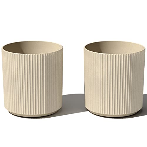 Demi Series Round Planter for Porch (Sand / 20 inch - 2 Pack)