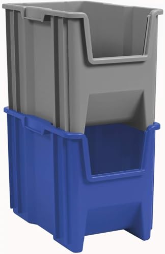 Stak-N-Store Stackable Storage Bins, 17.5"x11"x12.5", Clear, 4-Pk (Clear / 7.4 Gallons)
