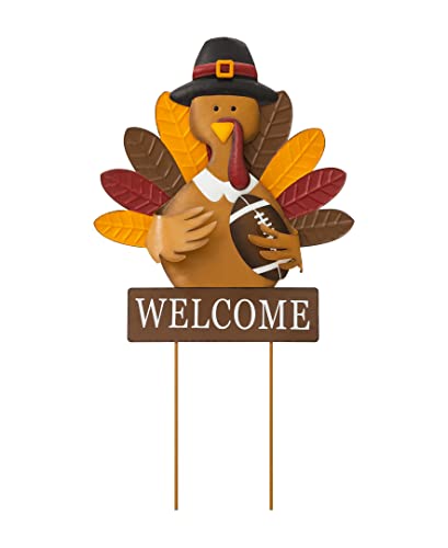 29.92" H Metal Thanksgiving Turkey Decorative Yard Signs with Stakes for Indoor Outdoor Fall Harvest Hanging Welcome Sign Wall Decor (29.92”h Turkey)