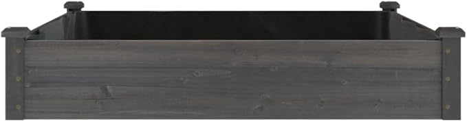 Grey Solid Fir Wood Raised Garden Bed, 47.2x47.2x9.8 Inch Square Planter Box for Outdoor Plants, Durable Garden Bed with Non-Woven Fabric Liner
