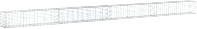 Galvanized Iron Gabion Basket with Cover 315"x19.7"x19.7" Outdoor Metal Raised Garden Bed Planter Box for Landscaping Stone Walls