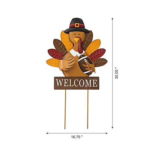 29.92" H Metal Thanksgiving Turkey Decorative Yard Signs with Stakes for Indoor Outdoor Fall Harvest Hanging Welcome Sign Wall Decor (29.92”h Turkey)