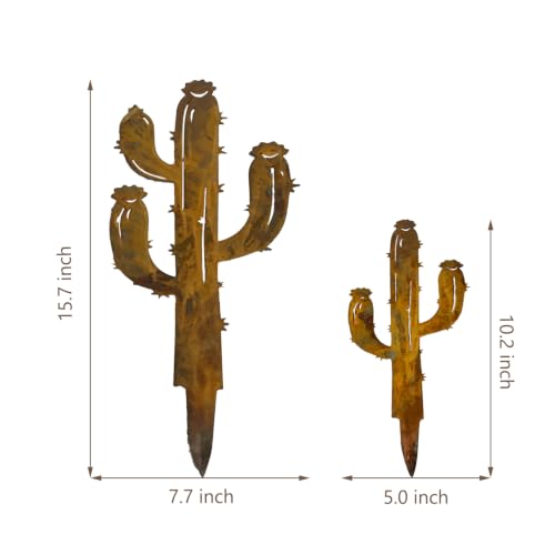 2PCS Rusty Cactus Decorative Garden Stakes (Rusty Cactus)