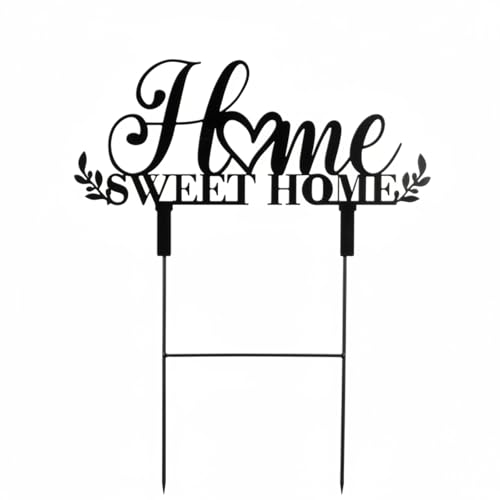 Sweet Home Outdoor Decor Metal Garden Stakes 25 Inch Welcome Home Yard Signs Decorations Housewarming Decorative Garden Stakes Decorations for Family Welcoming Party Patio Lawn Walkway (Home)