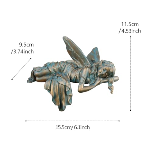 Vintage Bronze Sleeping Fairy Statue Outdoor Garden Decor (Sleeping)
