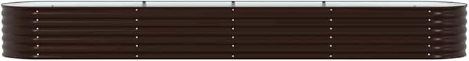 vidaXL Galvanized Steel Garden Raised Bed Planter Brown Oval 157.5 x 31.5 x 17.3 in Durable Metal Planters for Outdoor Use Modern Design Perfect Veggies and Flowers Planting
