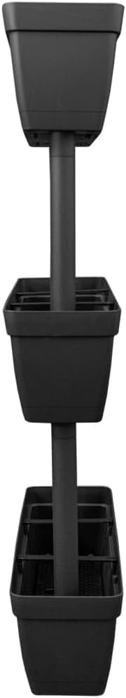 Garden Planter 6 pcs 39.4" Anthracite, Stackable TPR Raised Garden Bed for Outdoor Plants, UV-Proof Patio Flower Box System
