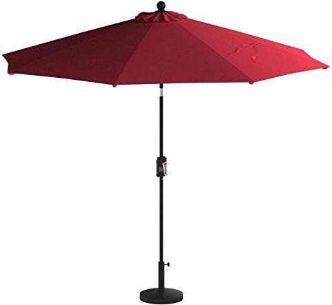 EliteShade USA 10-Year-Non-Fading 9Ft Market Umbrella Patio Umbrella Outdoor Table Umbrella with Ventilation,Logo Red