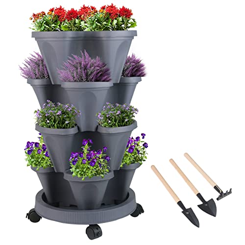 Vertical Planter Tower (Dark Gray / 4 Tier)