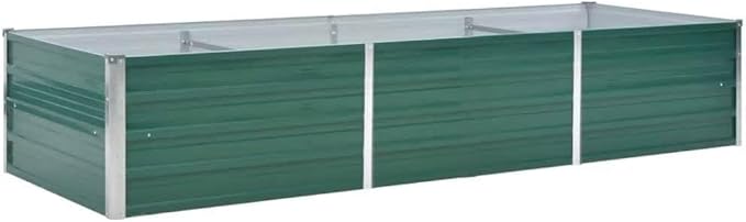 vidaXL Raised Bed Galvanised Steel 240 x 80 x 45 cm Green Flower Pot
