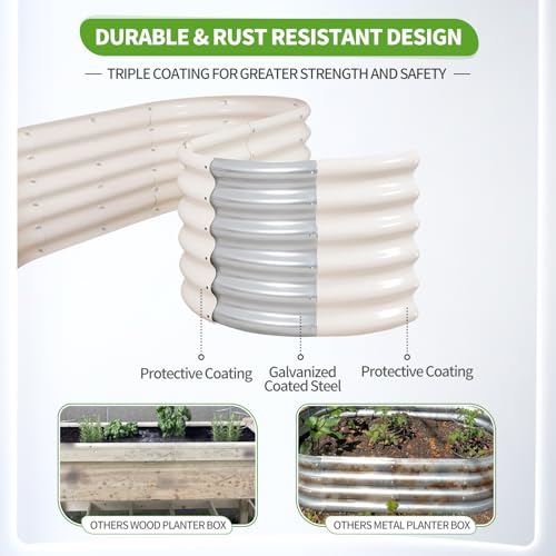 Galvanized Raised Garden Bed Outdoor (White / 8x2x1.4ft)