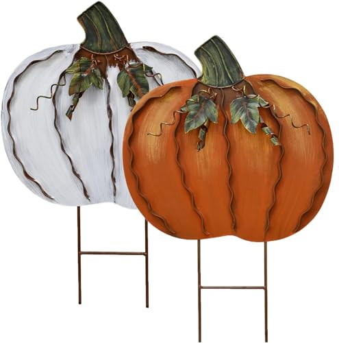 Pumpkin Garden Stakes Yard Sign Outdoor Fall Decor Autumn Yard Stake Art (A+C)