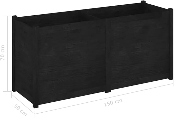 Garden Planter,Raised Flower Beds,Gardening Planters,Multifunctional Raised Bed,Plant Privacy Fence,Greenhouse Planter,for Gardens,Patios,Balconies,Terraces,Black 59.1"x19.7"x27.6" Solid Wood Pine