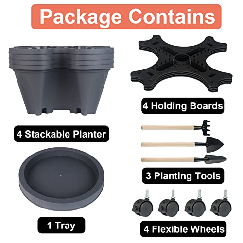 Vertical Planter Tower (Dark Gray / 4 Tier)