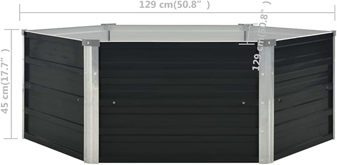 vidaXL , Garden and Terrace, Industrial, Durable, Hexagonal Planter, Galvanized Container, Modern Raised Bed, Urban