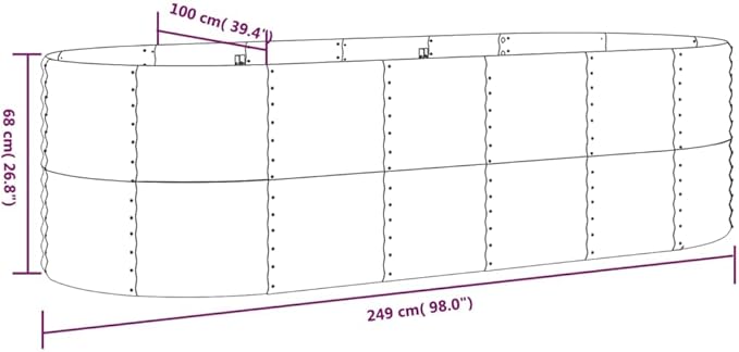 Garden Bed, Large Galvanized Steel Raised Welded Bed for Patio, Wire Fencing, Stone Retaining, Metal Garden Wall Landscape, Grey Powder-Coated