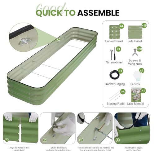 Raised Garden Beds Outdoor (Green / 8x2x1ft(1pcs))