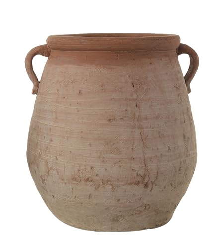 Large Orange & Whitewashed Terracotta Urn (Orange and Whitewashed)