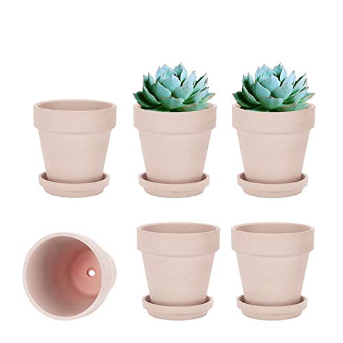 4 Inch Pink Terracotta & Clay Pots with Saucer (Pink)