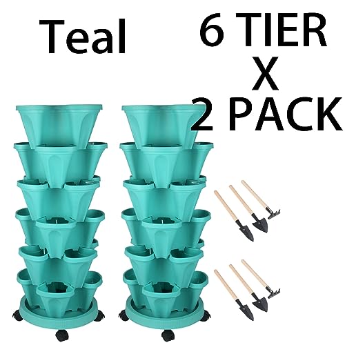 Vertical Planter Tower (Teal / 6 Tier)