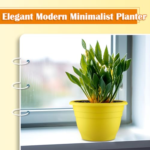 3 Pack 11 Inch Plant Pots for Indoor Outdoor (Yellow / 11 inch)