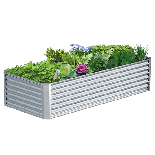 8x2x2FT Galvanized Raised Garden Bed (8x2x2 / Silver)