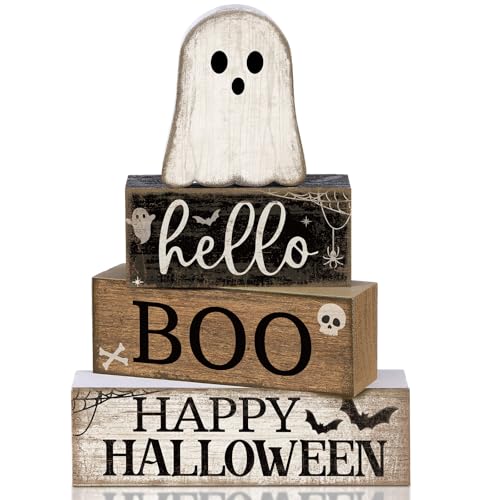 4 Pcs Halloween Table Decor Surprised Ghost Tiered Tray Decor (Surprised Ghost)