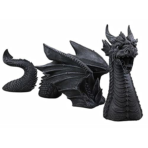 Dragon Gothic Garden Decor Statue Large Figurine The Dragon of Falkenberg Castle Moat Lawn Garden Outdoor Funny Statues Art Ornament Gift Resin Dragon Sculptures Yard Decoration (B)