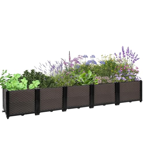 Large Raised Planter Box Outdoor Self Watering 78.7"x15.7"x14.2" (L 79"xW 16"xH 14")