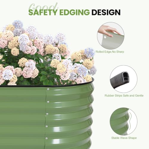 Raised Garden Beds Galvanized (Oliver Green / 8×2×1.4ft (1 Pack))