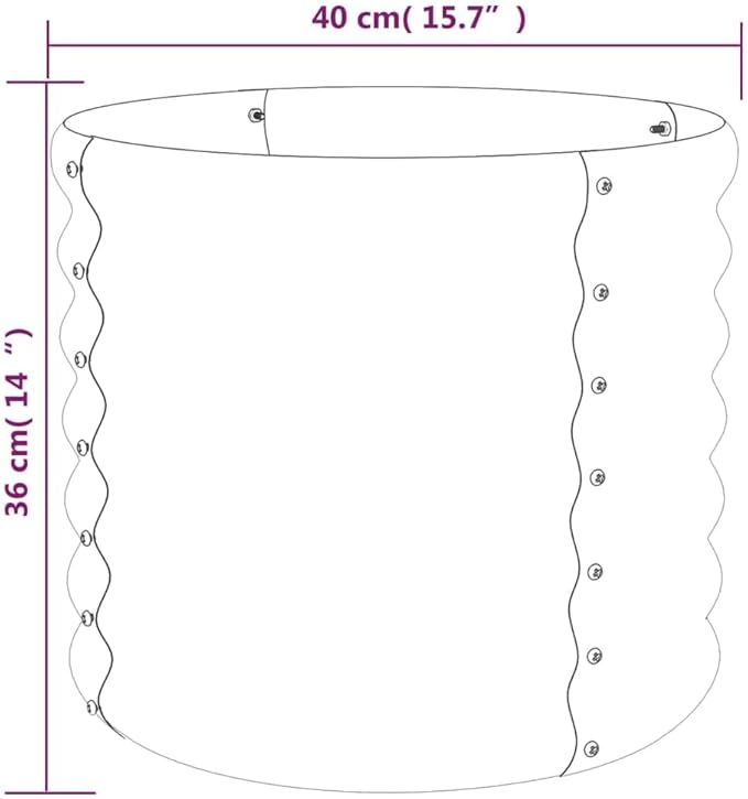 vidaXL Powder-Coated Steel Garden Planter 15.7"x15.7"x14.2" - Durable Outdoor Plant Pot with Ample Space - Weather-Resistant, Gray