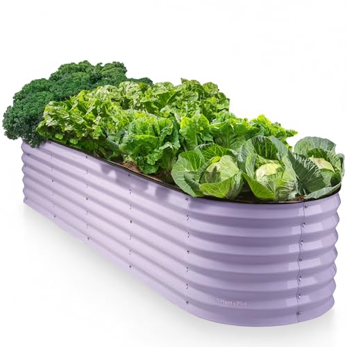 9-in-1 Galvanized Steel Raised Garden Bed // 8×2×1.5 ft Modular Planter for Gardening, Vegetables, Flowers // 18" Tall Metal Raised Garden Beds Outdoor (Lavender) // Patented Design Planter Box (Lavender / 8x2x1.5 ft)