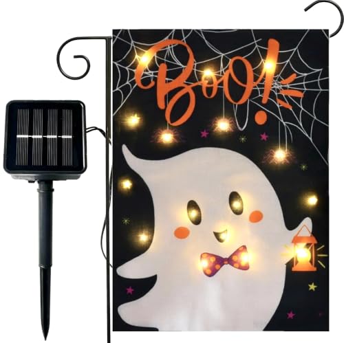 Halloween Lighted Garden Flag for Outside (Ghost)