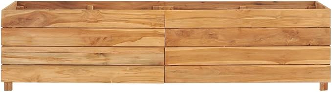 Raised Bed 59.1"x15.7"x15" Solid Wood Teak and Steel,Raised Garden Bed,Outdoor Planters for Flower Herb Garden
