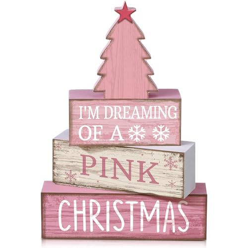 4 Pcs Pink Christmas Table Decor (Pink Christmas Tree)
