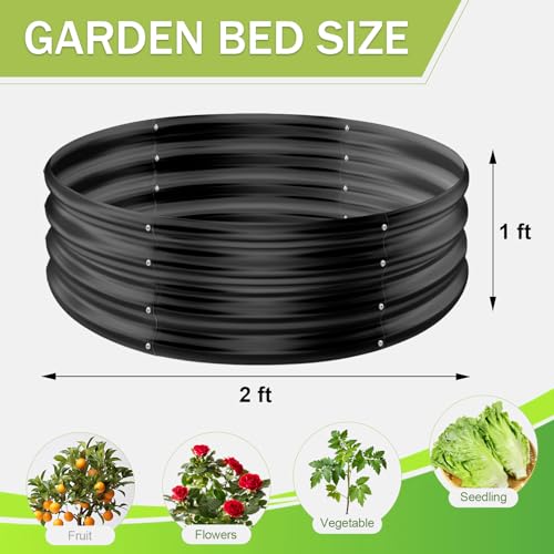 3Pack 2x2x1 ft Round Galvanized Raised Garden Bed Kit Round Metal Flower Box Large Planter Raised Beds Outdoor Garden for Planting (Gray / 2x2x1ft(3pack))