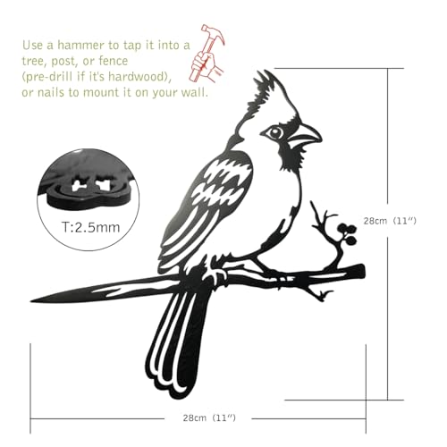 Metal Bird Christmas Cardinal Garden Decor (Cardinal 28x28)