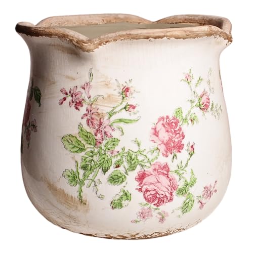 Shabby Chic Flower Pot (Rose Floral)