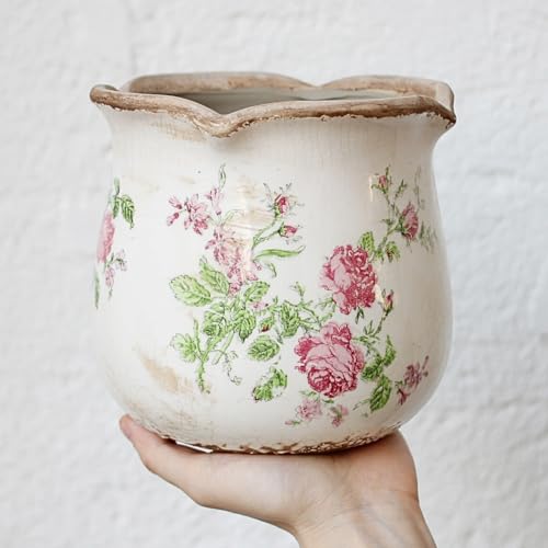 Shabby Chic Flower Pot (Rose Floral)