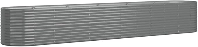 Large Oval Garden Raised Bed, Grey Powder-Coated Steel Planter Box for Outdoor Plants, 173.2x31.5x26.8 Inch, Durable Metal Garden Bed for Vegetables, Herbs, Flowers