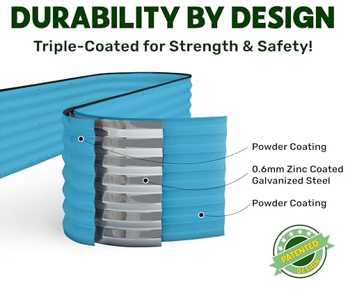9-in-1 Galvanized Steel Raised Garden Bed // 8×2×1.5 ft Modular Planter for Gardening, Vegetables, Flowers // 18" Tall Metal Raised Garden Beds Outdoor (Teal) // Patented Design Planter Box (Teal / 8x2x1.5 ft)