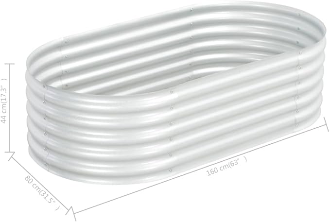 Garden Raised Bed 63"x31.5"x17.3" Galvanized Steel Silver,Raised Garden Bed,Outdoor Planters for Flower Herb Garden